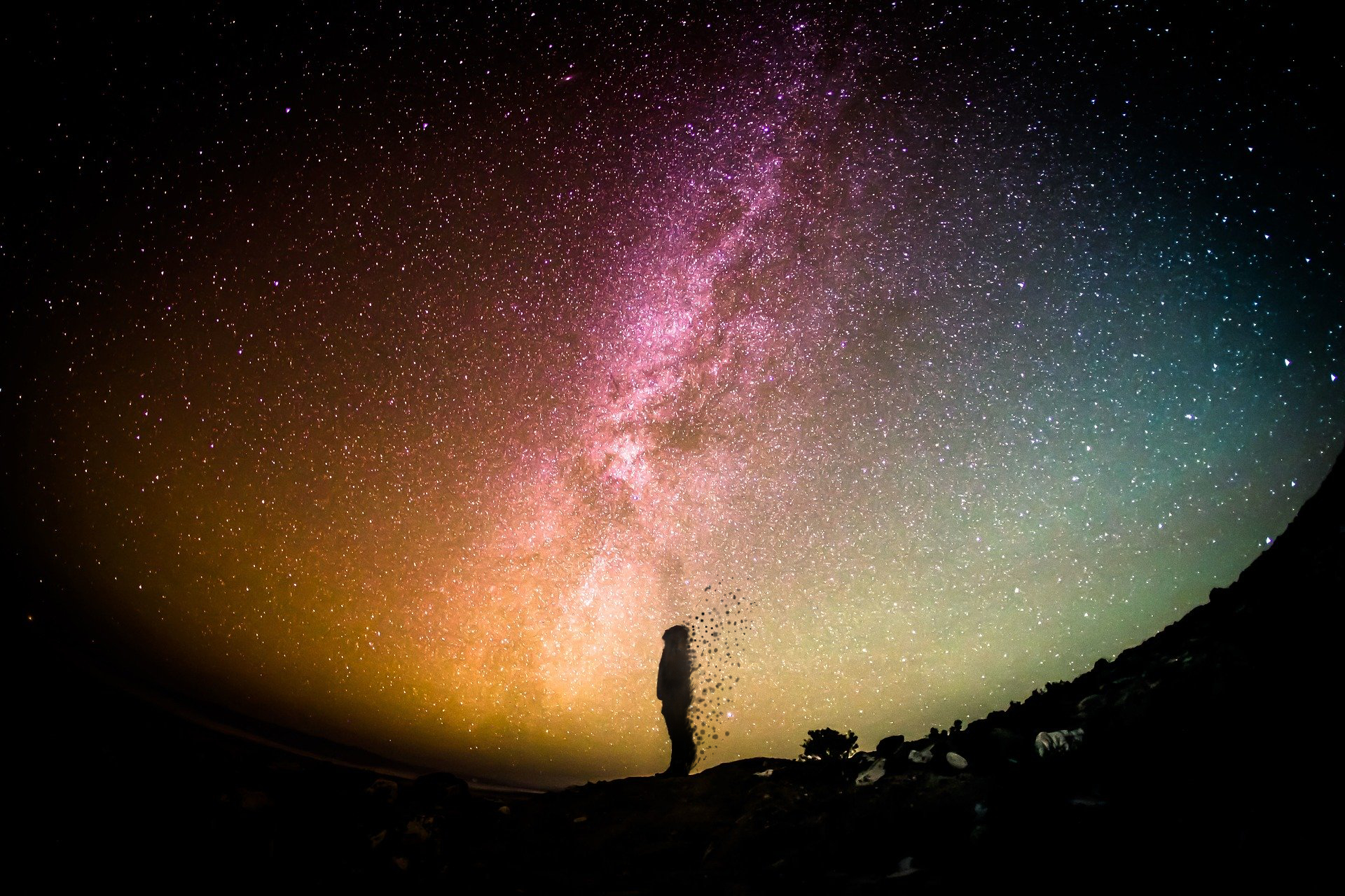Picture of person drifting into universe